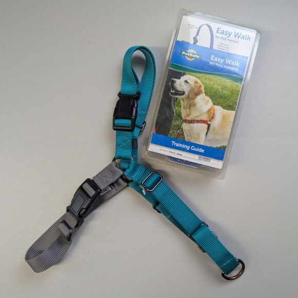 Easy Walk Dog Harness Large Blue No Pull Front Lead Training Martingale Loop - Picture 1 of 5
